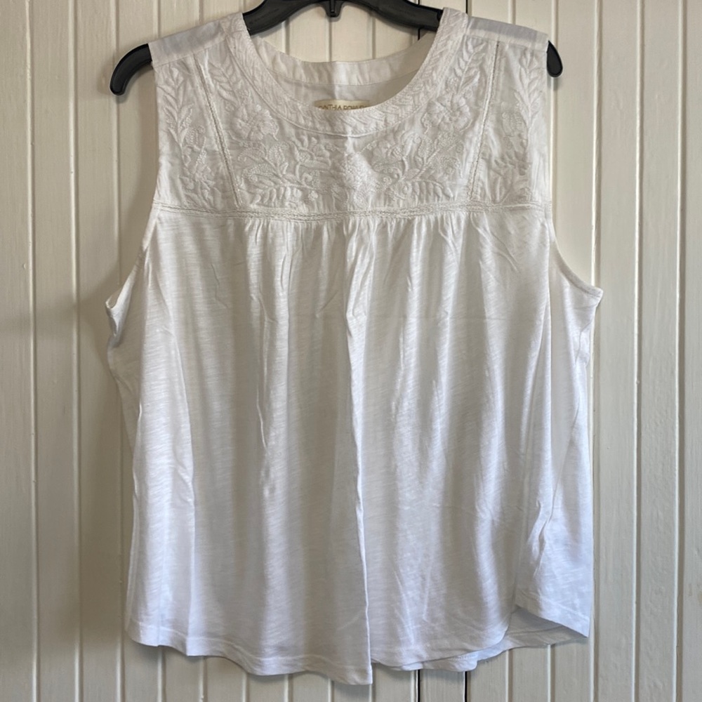 Cynthia Rowley White Embroidered Flower Top - Large